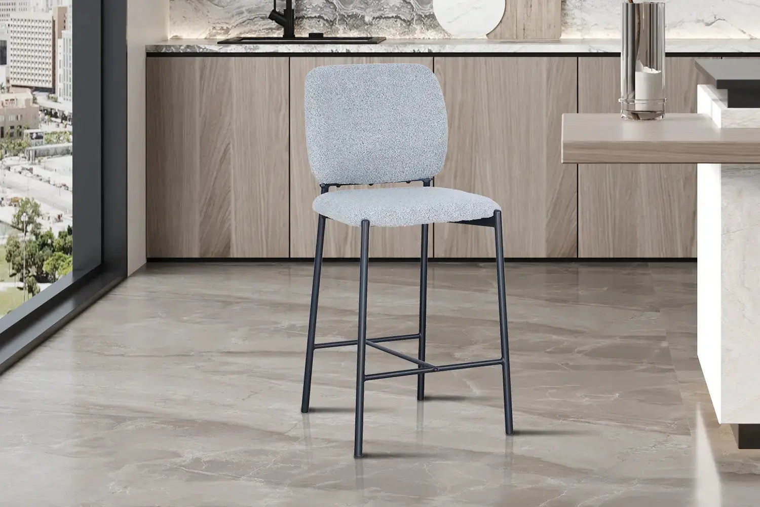 Lot de Chaises de Bar SOPHYA en Tissu Gris Clair - 47 x 56 cm ROUSSEAU