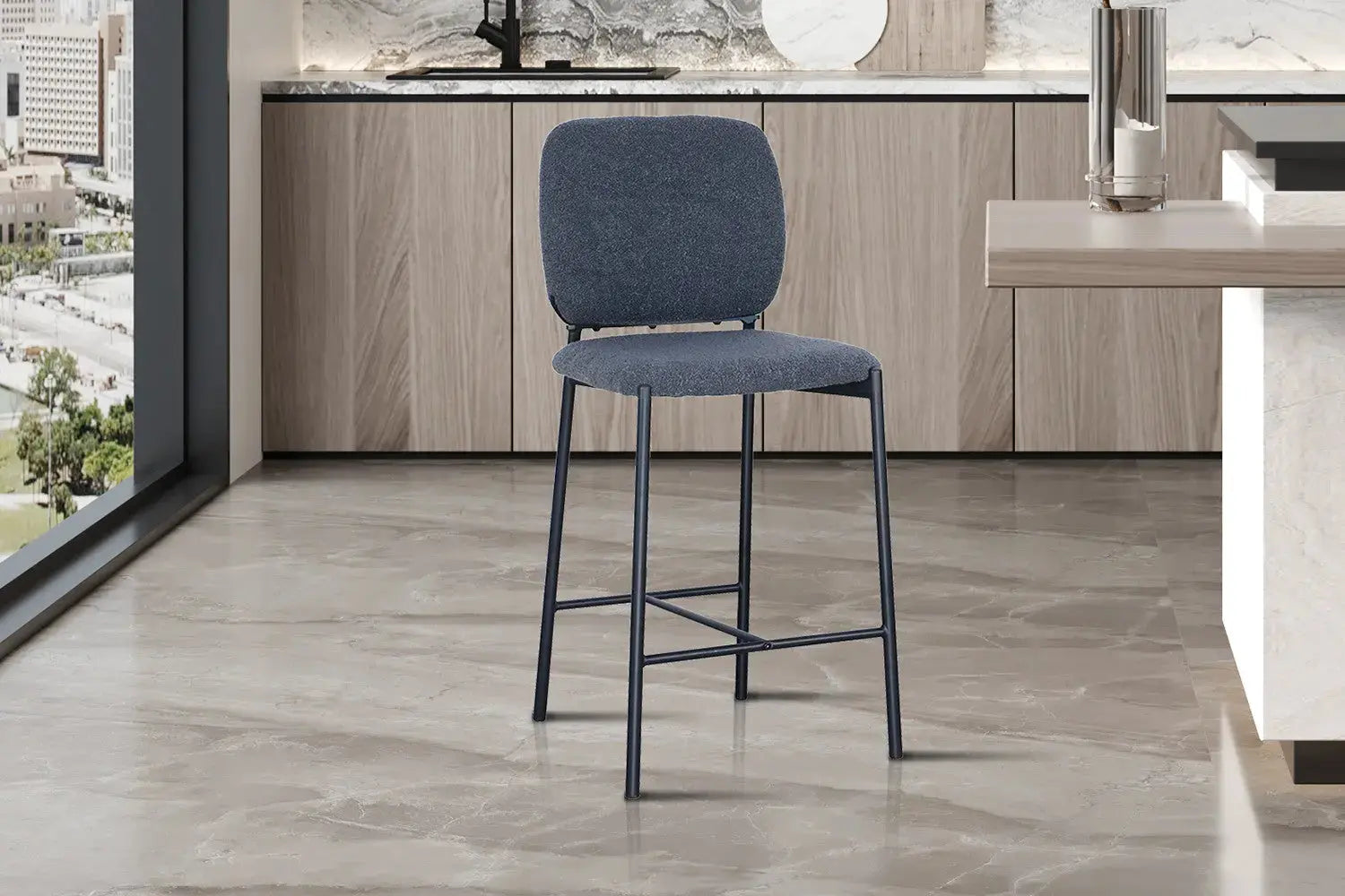 Lot de Chaises de Bar SOPHYA en Tissu Gris Foncé - 47 x 56 cm ROUSSEAU