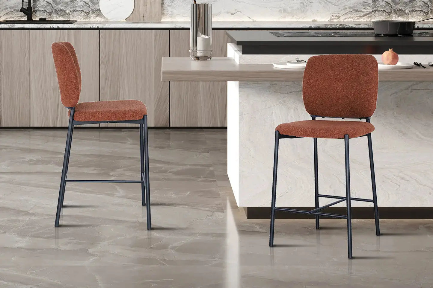 Lot de Chaises de Bar SOPHYA en Tissu Rouille - 47 x 56 cm ROUSSEAU