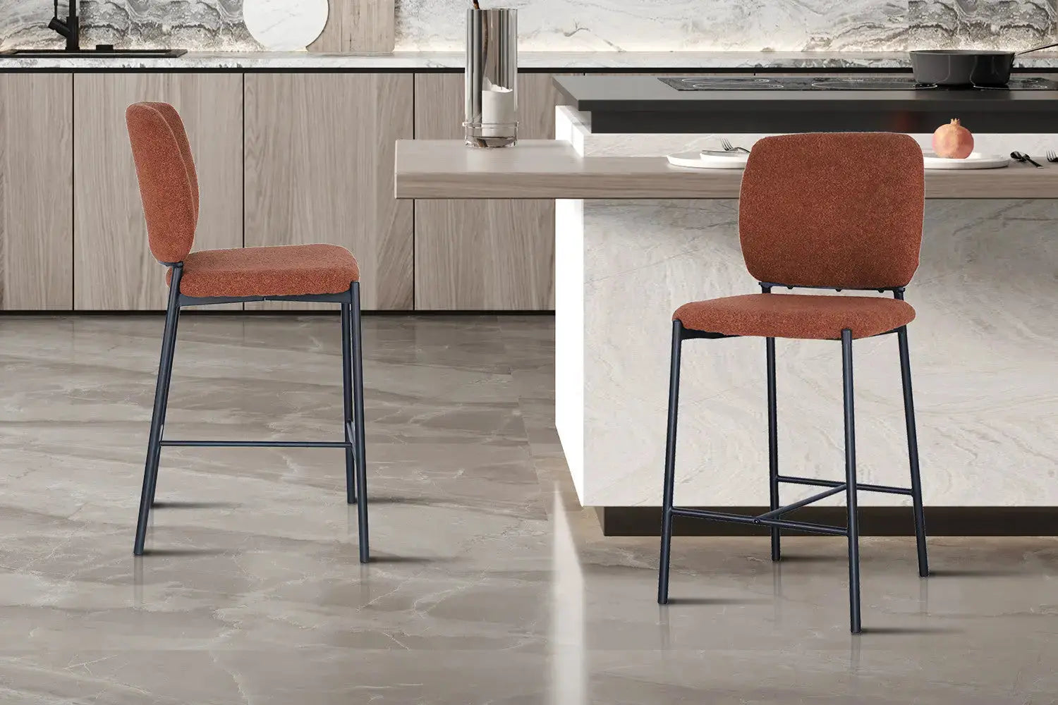 Lot de Chaises de Bar SOPHYA en Tissu Rouille - 47 x 56 cm ROUSSEAU