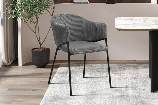 Lot de Chaises de Salle à Manger HINAYA en Tissu Gris Foncé - 54 x 62 cm ROUSSEAU