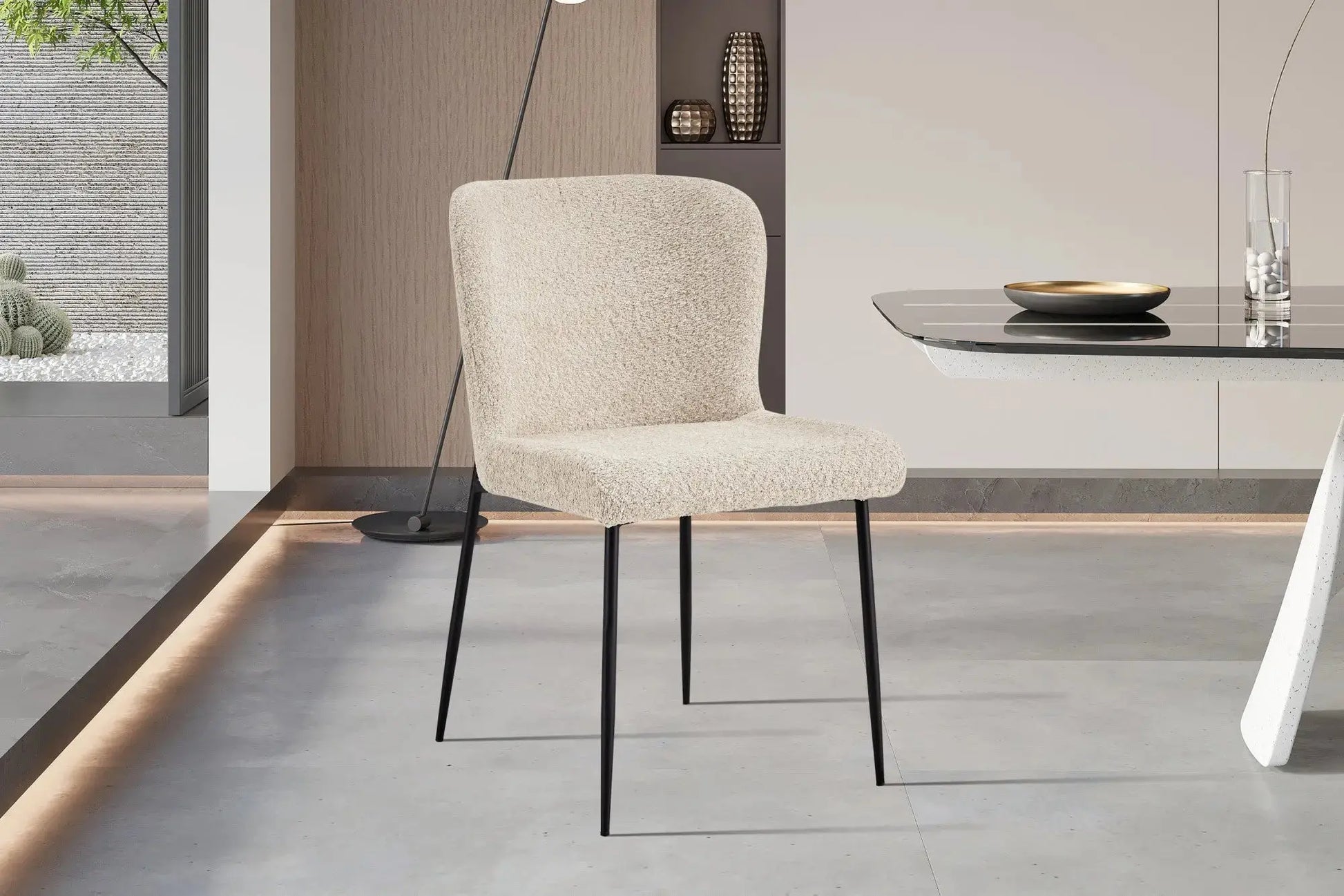 Lot de Chaises de Salle à Manger LISE Bouclé Beige - 58 x 52 cm ROUSSEAU