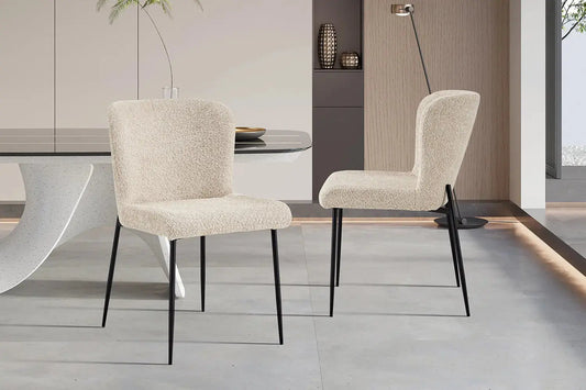 Lot de Chaises de Salle à Manger LISE Bouclé Bouclé Beige - 58 x 52 cm ROUSSEAU