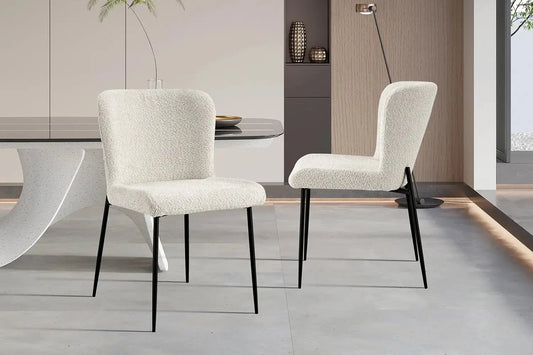 Lot de Chaises de Salle à Manger LISE Bouclé Ecru - 58 x 52 cm ROUSSEAU