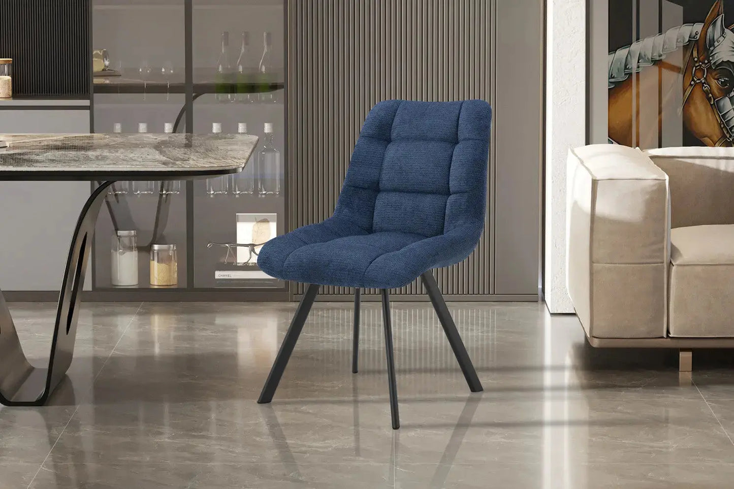 LIZA - Chaise de Salle à Manger - 52 x 61.5 cm - Bleu ROUSSEAU
