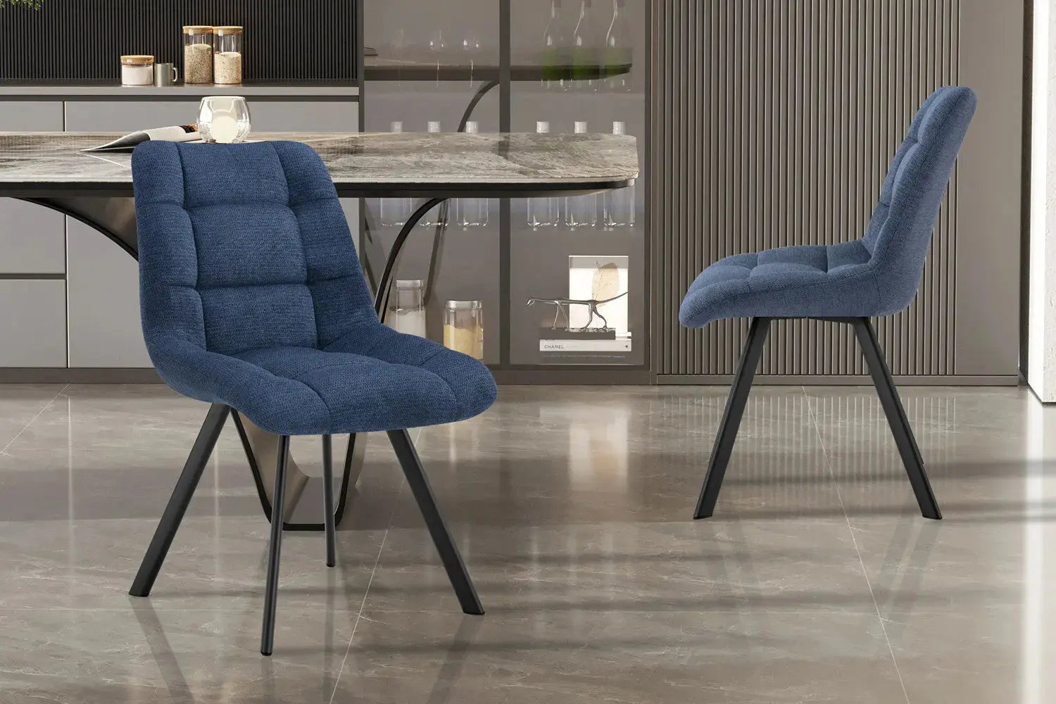 LIZA - Chaise de Salle à Manger - 52 x 61.5 cm - Bleu ROUSSEAU