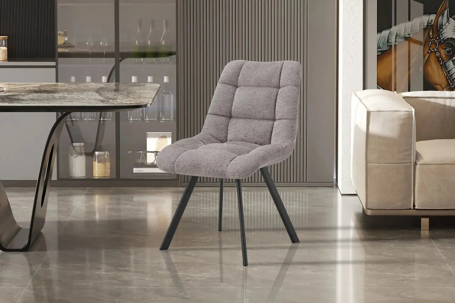 LIZA - Chaise de Salle à Manger - 52 x 61.5 cm - Gris clair ROUSSEAU