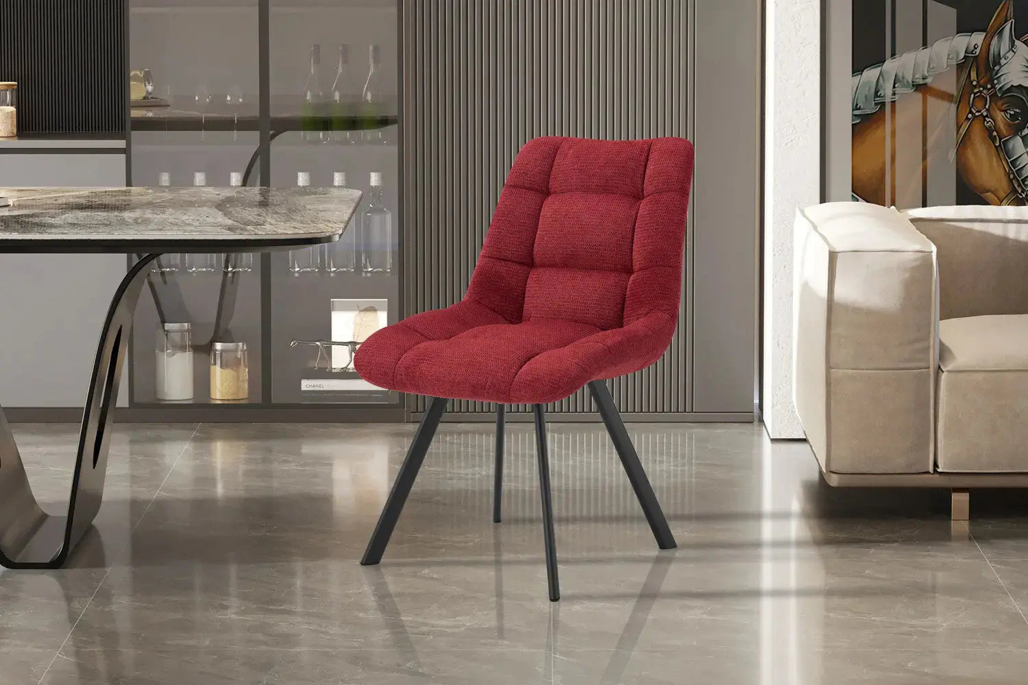 LIZA - Chaise de Salle à Manger - 52 x 61.5 cm - Rouge ROUSSEAU