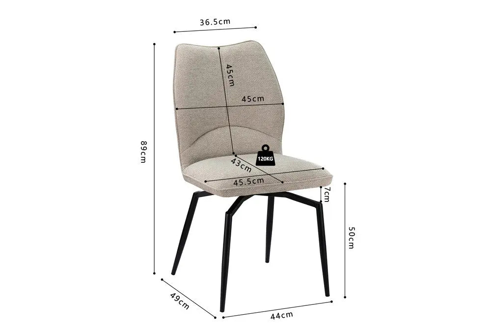 Chaises de Salle à Manger LYARA en Tissu Ecru - 45.5 x 60 cm ROUSSEAU