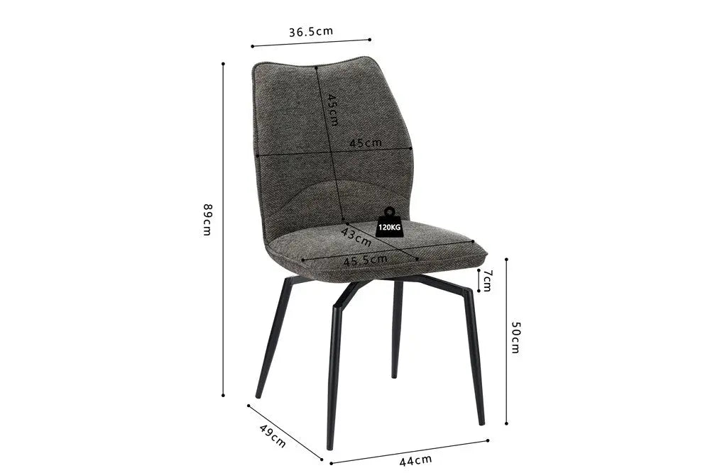 Chaises de Salle à Manger LYARA en Tissu Gris - 45.5 x 60 cm ROUSSEAU