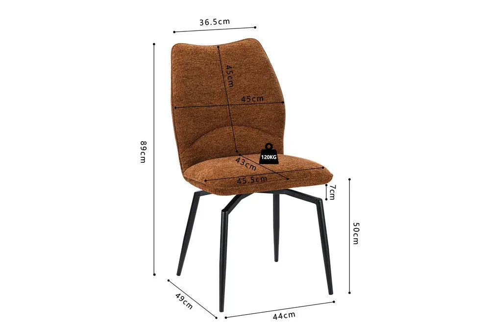 Chaises de Salle à Manger LYARA en Tissu Rouille - 45.5 x 60 cm ROUSSEAU