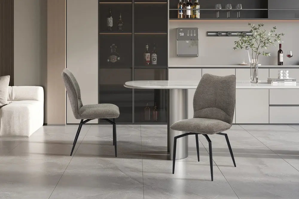 Chaises de Salle à Manger LYARA en Tissu Sable - 45.5 x 60 cm ROUSSEAU