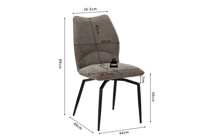Chaises de Salle à Manger LYARA en Tissu Sable - 45.5 x 60 cm ROUSSEAU