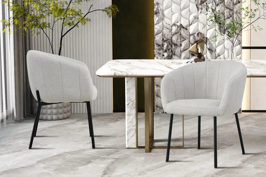 Lot de Chaises de Salle à Manger SAVINA en Tissu Beige - 57 x 62 cm ROUSSEAU