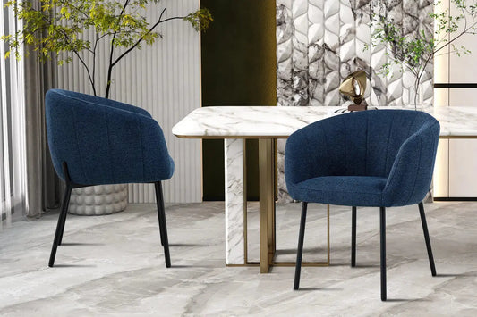 Lot de Chaises de Salle à Manger SAVINA en Tissu Bleu - 57 x 62 cm ROUSSEAU