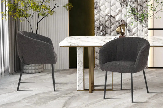 Lot de Chaises de Salle à Manger SAVINA en Tissu Bouclé Gris - 57 x 62 cm ROUSSEAU