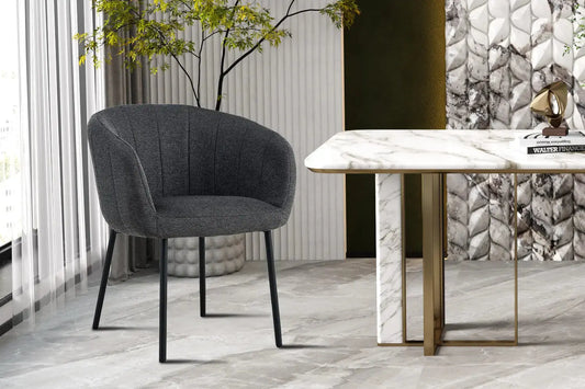 Lot de Chaises de Salle à Manger SAVINA en Tissu Gris Foncé - 57 x 62 cm ROUSSEAU