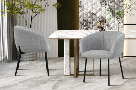 Lot de Chaises de Salle à Manger SAVINA en Tissu Gris clair - 57 x 62 cm ROUSSEAU