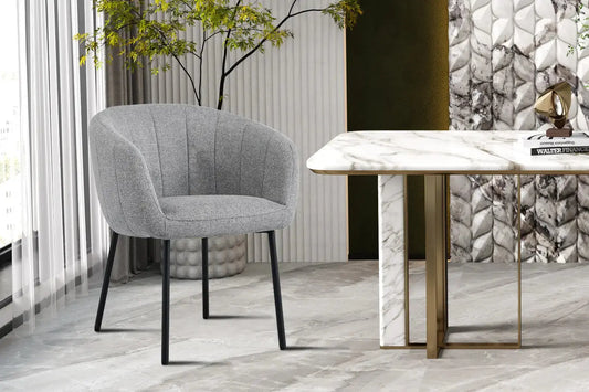 Lot de Chaises de Salle à Manger SAVINA en Tissu Gris clair - 57 x 62 cm ROUSSEAU