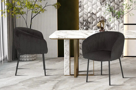 Lot de Chaises de Salle à Manger SAVINA en Tissu Velours Côtelé Gris - 57 x 62 cm ROUSSEAU