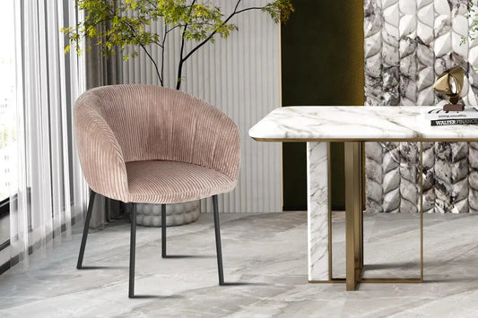 Lot de Chaises de Salle à Manger SAVINA en Tissu Velours Côtelé Sable - 57 x 62 cm ROUSSEAU