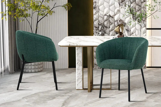 Lot de Chaises de Salle à Manger SAVINA en Tissu Vert - 57 x 62 cm ROUSSEAU