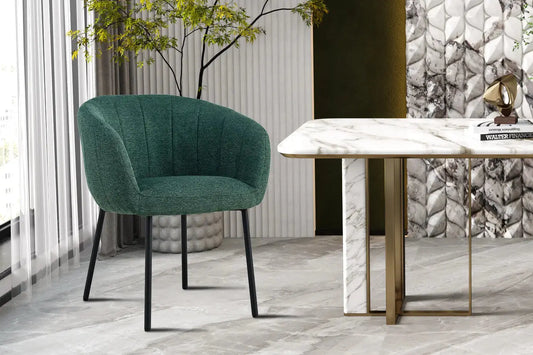 Lot de Chaises de Salle à Manger SAVINA en Tissu Vert - 57 x 62 cm ROUSSEAU