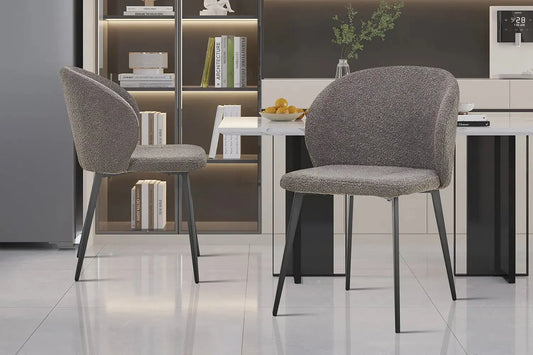 TINA - Chaise de Salle à Manger - 51 x 55 cm - Bouclé Gris ROUSSEAU