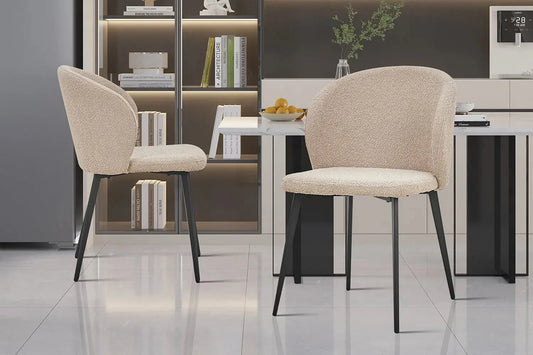 TINA - Chaise de Salle à Manger - 51 x 55 cm - Bouclé Sable ROUSSEAU