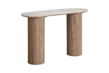 Console ATHENS avec un plateau en céramique, blanc, marron foncé 40 x 120 x 78 cm HOUSE NORDIC