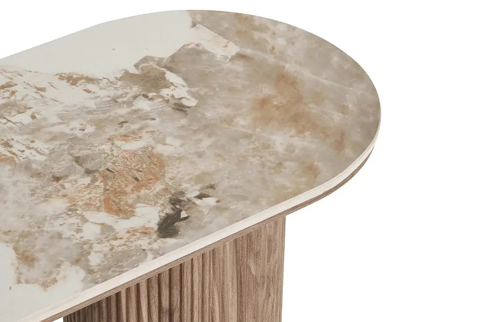 Console ATHENS avec un plateau en céramique, blanc, marron foncé 40 x 120 x 78 cm HOUSE NORDIC