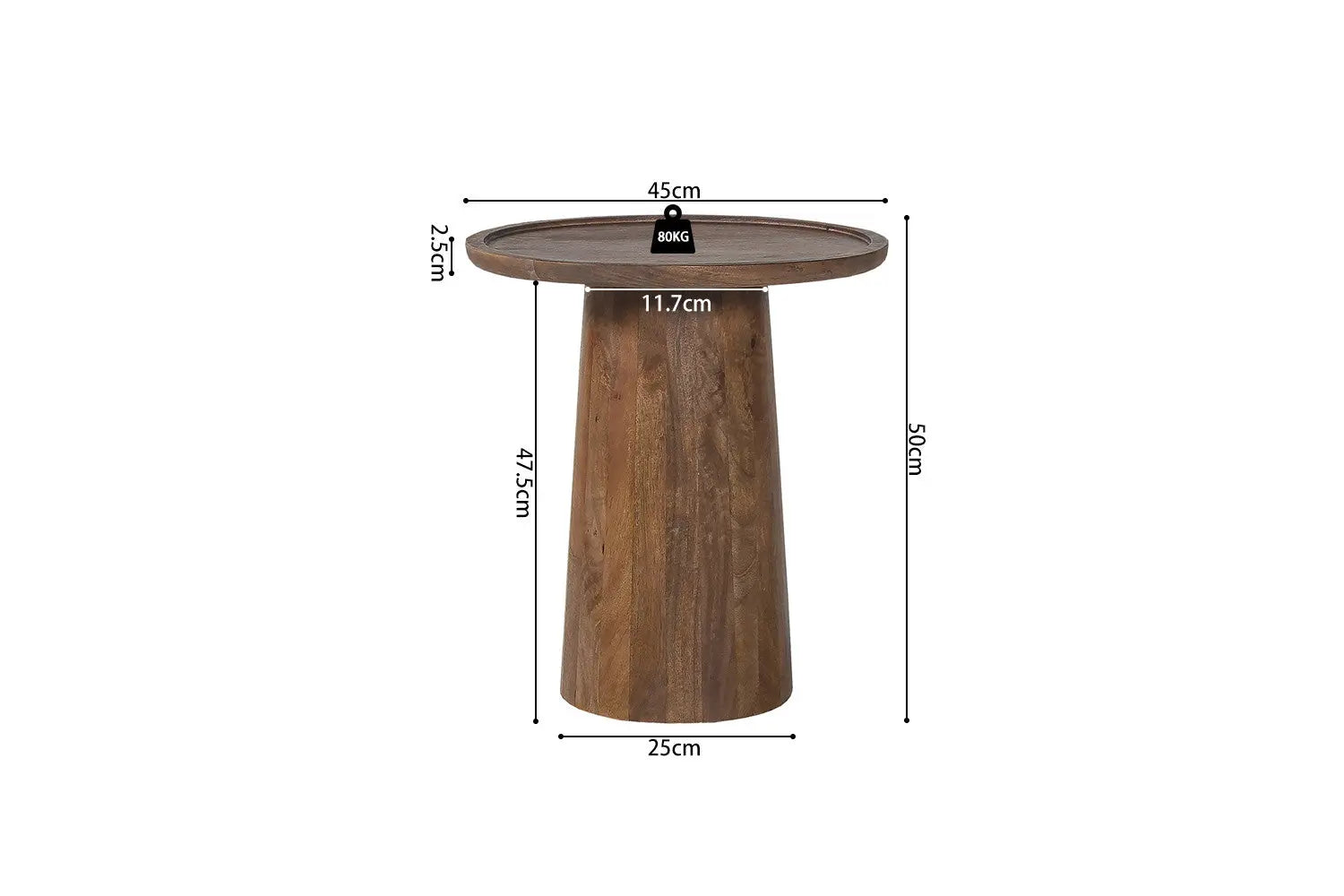 ÉLIO - Table basse Ronde Bois de manguier Brun clair - 45x50 cm ROUSSEAU