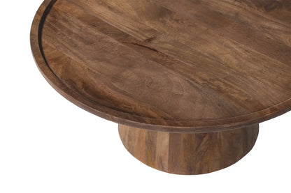 ÉLIO - Table basse Ronde Bois de manguier Brun clair - 80x36 cm ROUSSEAU