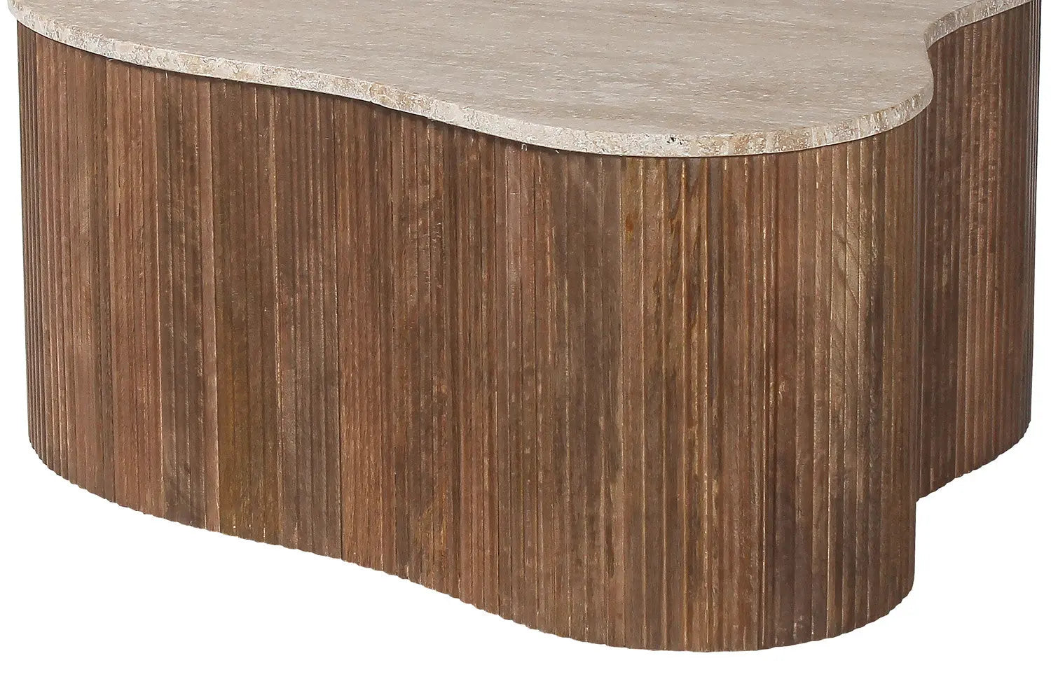 ELY - Table basse en Bois de Manguier avec un plateau en Travertin Beige - 83 cm ROUSSEAU