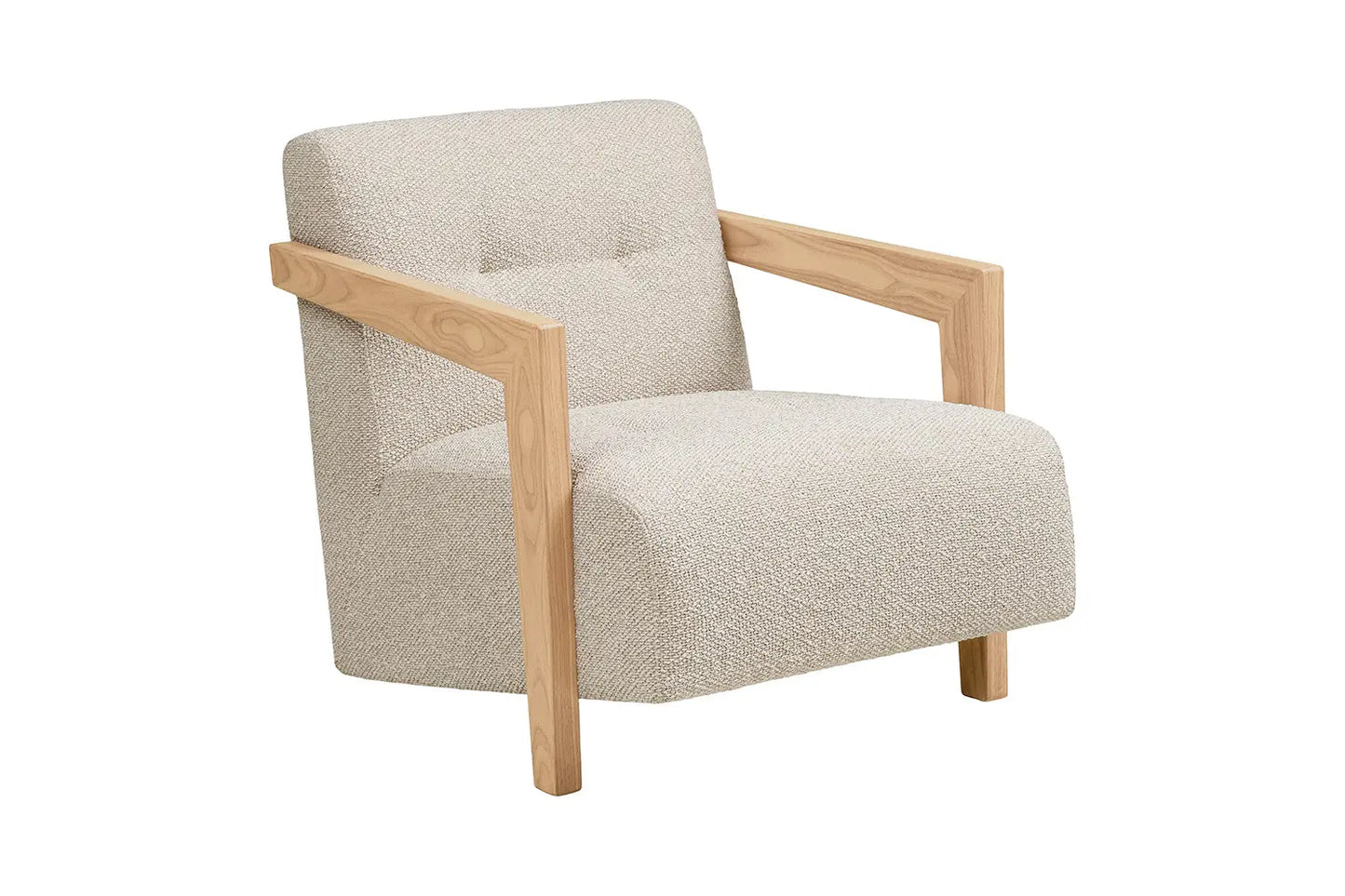 Fauteuil avec accoudoirs en Chêne et Tissu Beige CARACAS - 88 x 72 cm - TIKOYA