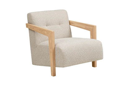 Fauteuil avec accoudoirs en Chêne et Tissu Beige CARACAS - 88 x 72 cm - TIKOYA