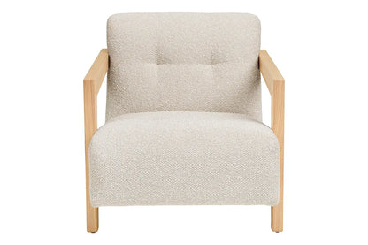 Fauteuil avec accoudoirs en Chêne et Tissu Beige CARACAS - 88 x 72 cm - TIKOYA