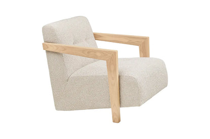 Fauteuil avec accoudoirs en Chêne et Tissu Beige CARACAS - 88 x 72 cm - TIKOYA
