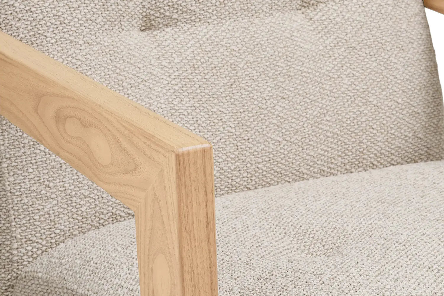 Fauteuil avec accoudoirs en Chêne et Tissu Beige CARACAS - 88 x 72 cm - TIKOYA