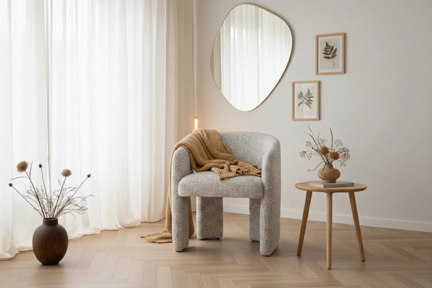 Fauteuil avec accoudoirs en Tissu Chiné MONROE - 58 x 55 cm HOUSE NORDIC