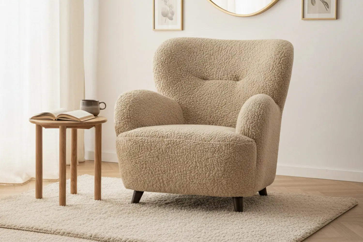 Fauteuil avec accoudoirs en Tissu Marron LUNARO - 86 x 84 cm HOUSE NORDIC