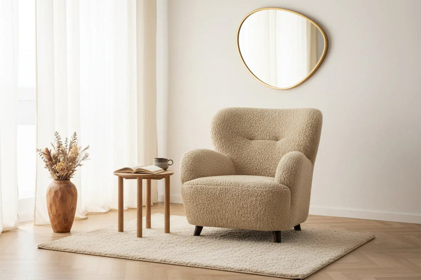 Fauteuil avec accoudoirs en Tissu Marron LUNARO - 86 x 84 cm HOUSE NORDIC