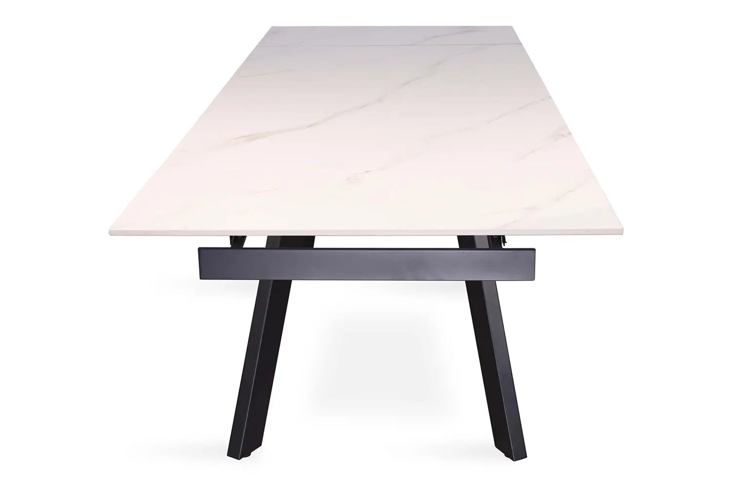 HIRA - Table à Manger Extensible Rectangulaire Plateau en Pierre - 160 à 240 cm - Blanc ROUSSEAU
