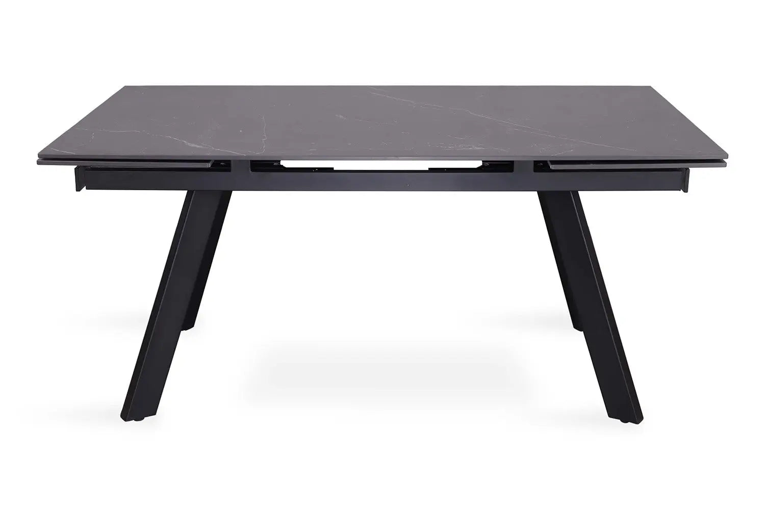 HIRA - Table à Manger Extensible Rectangulaire Plateau en Pierre - 160 à 240 cm - Noir ROUSSEAU