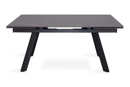 HIRA - Table à Manger Extensible Rectangulaire Plateau en Pierre - 160 à 240 cm - Noir ROUSSEAU