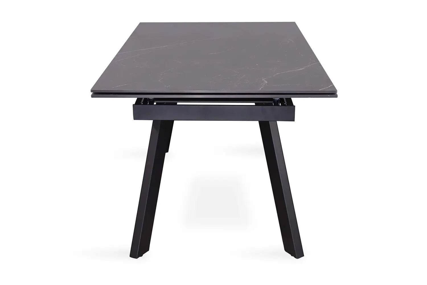 HIRA - Table à Manger Extensible Rectangulaire Plateau en Pierre - 160 à 240 cm - Noir ROUSSEAU