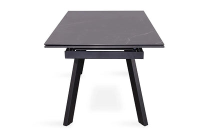 HIRA - Table à Manger Extensible Rectangulaire Plateau en Pierre - 160 à 240 cm - Noir ROUSSEAU