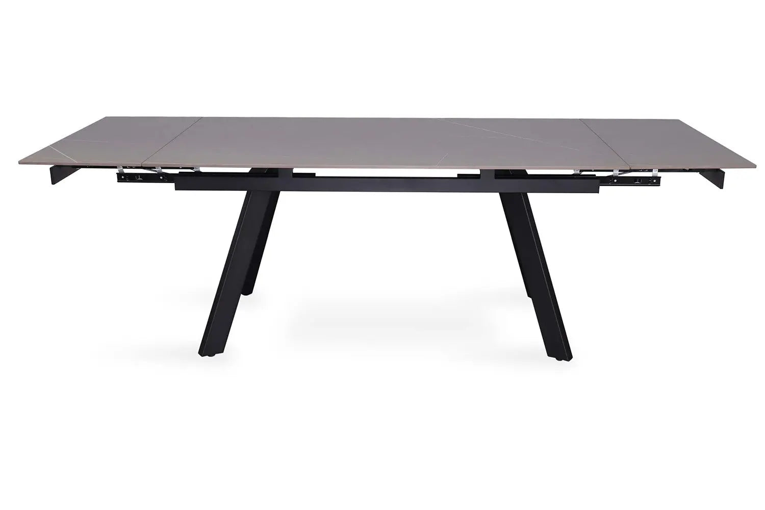 HIRA - Table à Manger Extensible Rectangulaire Plateau en Pierre - 160 à 240 cm - Noir ROUSSEAU