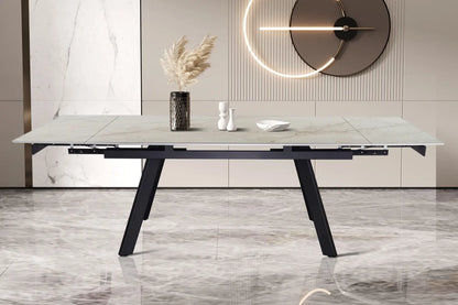 HIRA - Table à Manger Extensible Rectangulaire Plateau en Pierre - 160 à 240 cm - Shakespear Beige ROUSSEAU