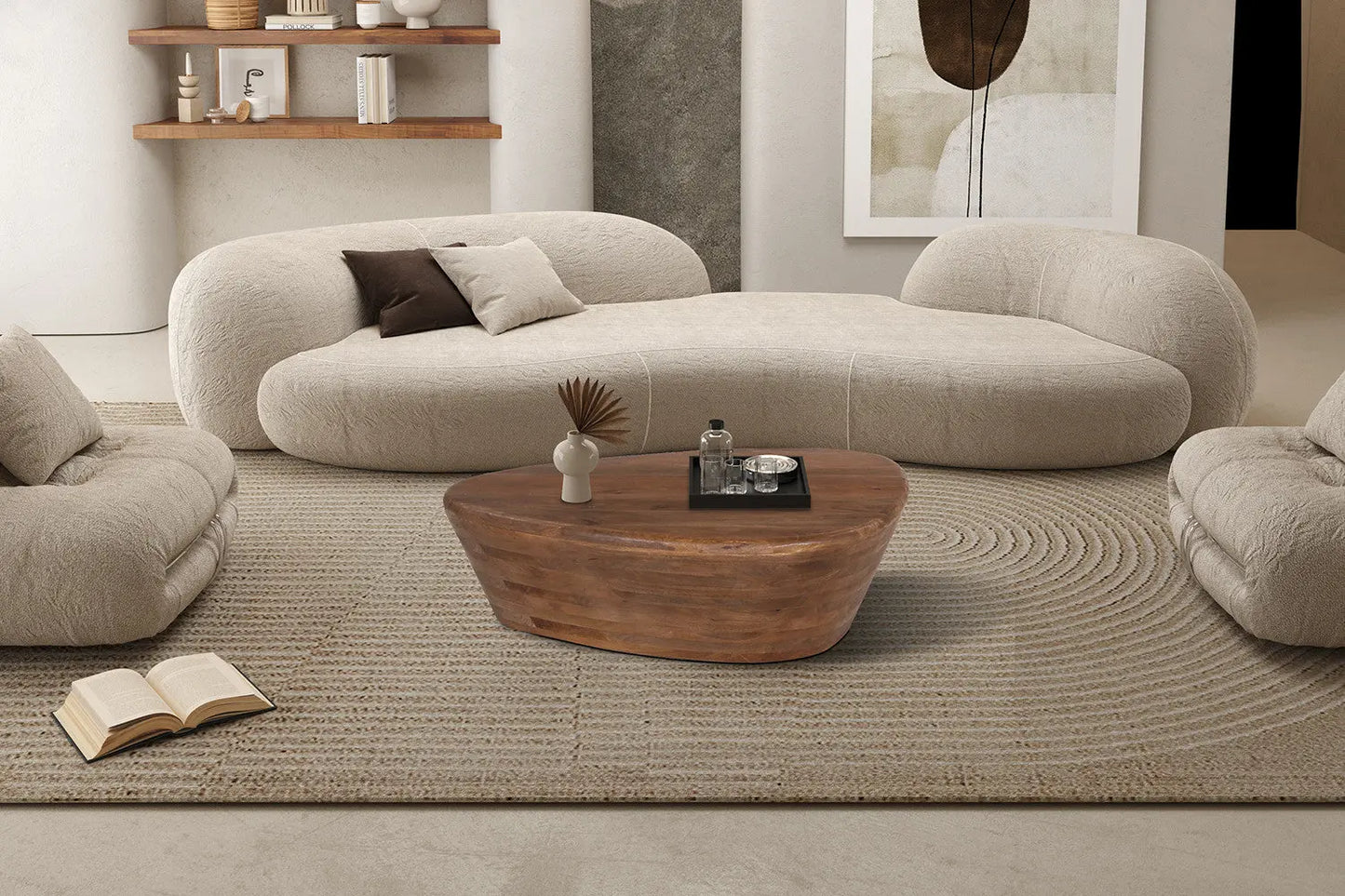 IORAN - Table basse Bois de manguier Brun Clair - 30 x107 cm ROUSSEAU
